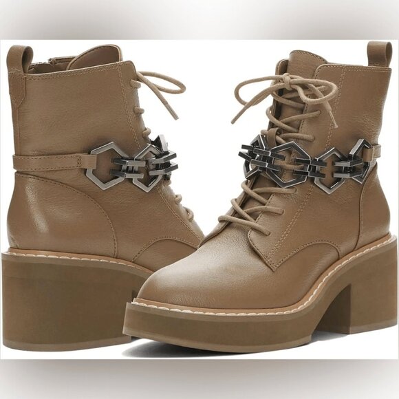 Vince Camuto Shoes - NWT Vince Camuto Keltana Combat Boot Tan Leather Tie Ankle Boot Size 8.5 Women